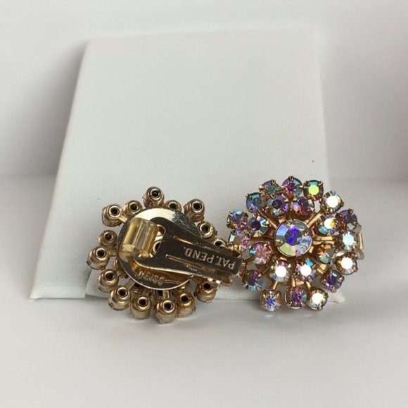 WEISS 1950s - Swarovski’s Crystal Cluster Clip on Earrings - Picture 2 of 3